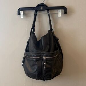 Olivia Harris Black Leather Hobo Bag